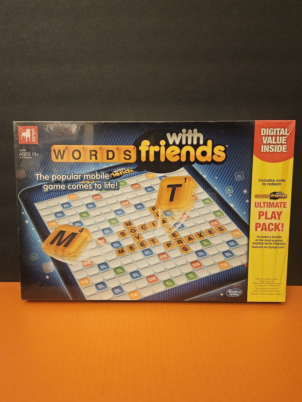 Hasbro Words with Friends Word Board Game Digital Value Inside Ages 13+